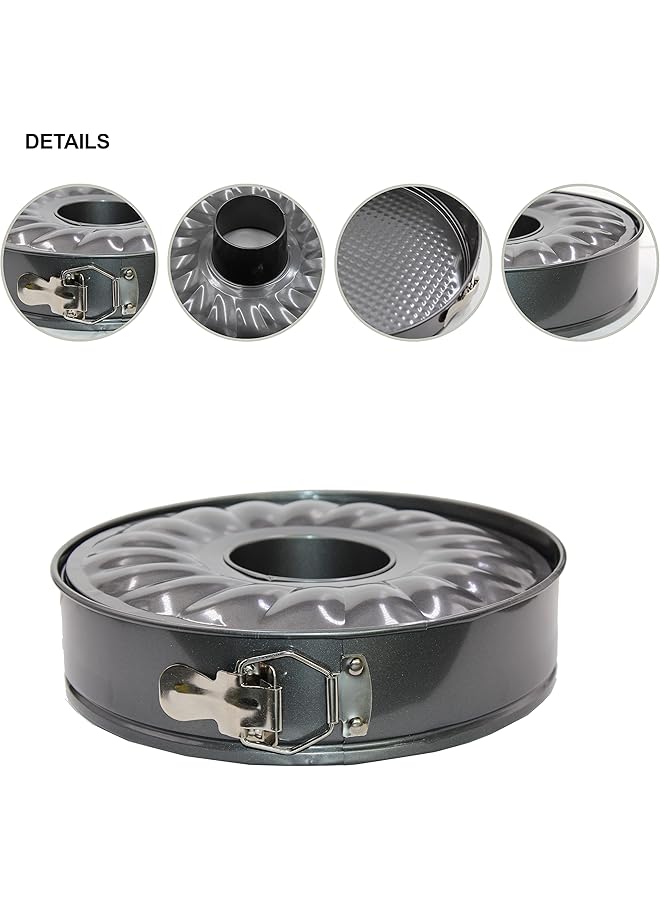 Biki Cake Teflon Coated Removable Base Microwave Oven Safe Non Stick Round Shaped Cake Baking Mold Pan, Cake Tin,Microwave Oven Bakeware,26 Cm (2 Pcs)   Black - Image 3