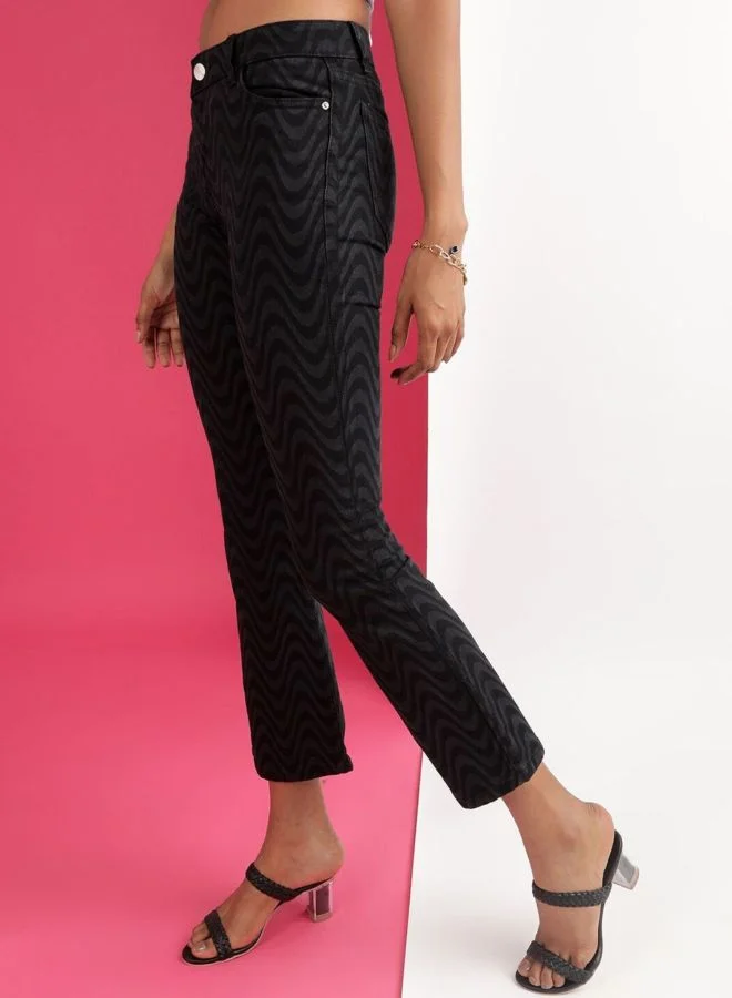 Freehand  Women Bootcut Laser Print High Rise Jeans for Women | Best Price UAE