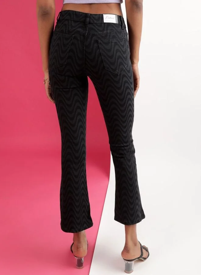 Freehand  Women Bootcut Laser Print High Rise Jeans for Women | Best Price UAE