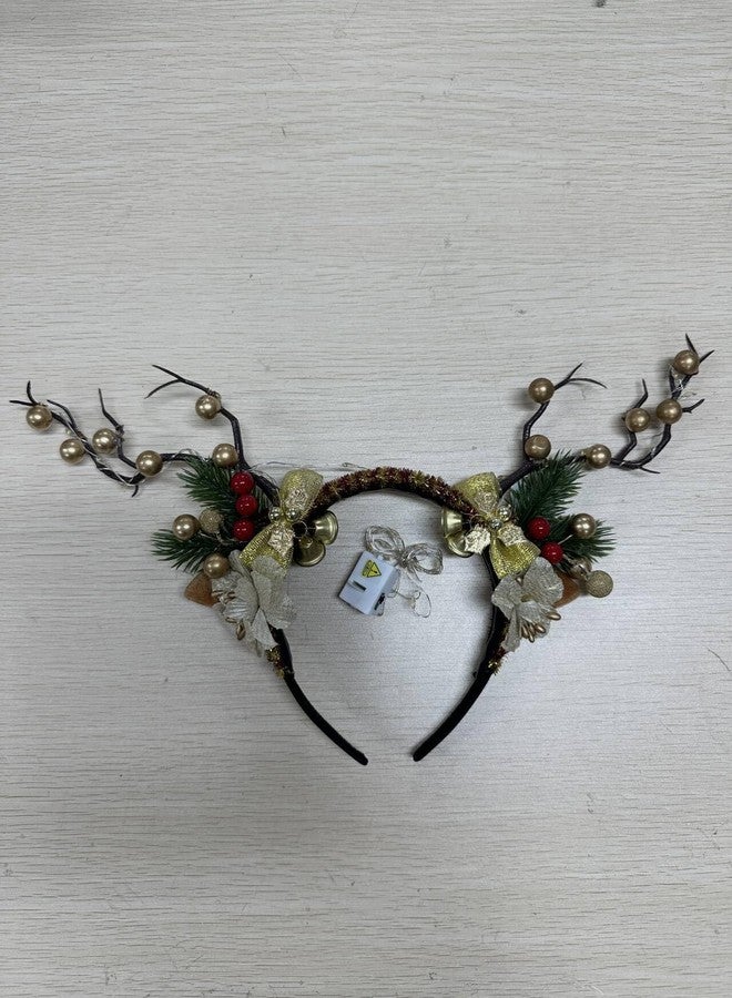 كامبسيس عصابات رأس مضيئة على شكل قرون غزال الرنة من كامبسيس، حلقات شعر مضيئة على شكل غزال، زهور وتوت، هدايا حفلات عيد الميلاد للنساء والفتيات - Image 3