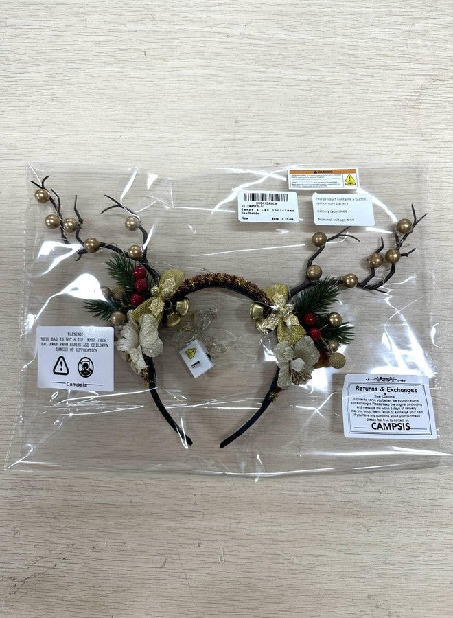 كامبسيس عصابات رأس مضيئة على شكل قرون غزال الرنة من كامبسيس، حلقات شعر مضيئة على شكل غزال، زهور وتوت، هدايا حفلات عيد الميلاد للنساء والفتيات - Image 5