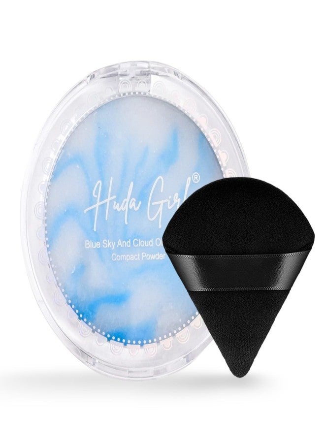 HUDA GIRL Blue Sky & Cloud Oil Control Gel Compact Powder with Applicator - Instant Oil Control, Mattifying, Poreless Finish - Perfect Compact for Women, Setter and Blotter Gel Compact - Image 1