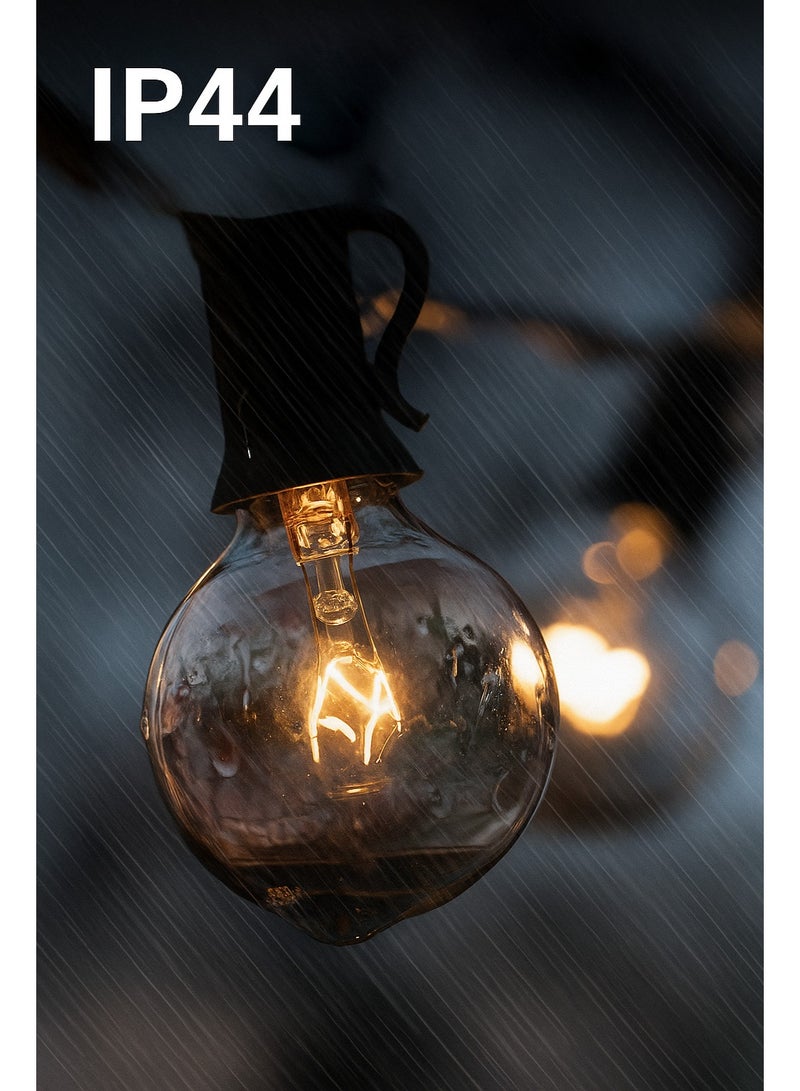 G40 Decorative String Light 15 M (50 Feet) with 50 Lamp Bulb Included, Weatherproof Patio and Backyard Hanging Lights, E12 Socket, Black - Image 5