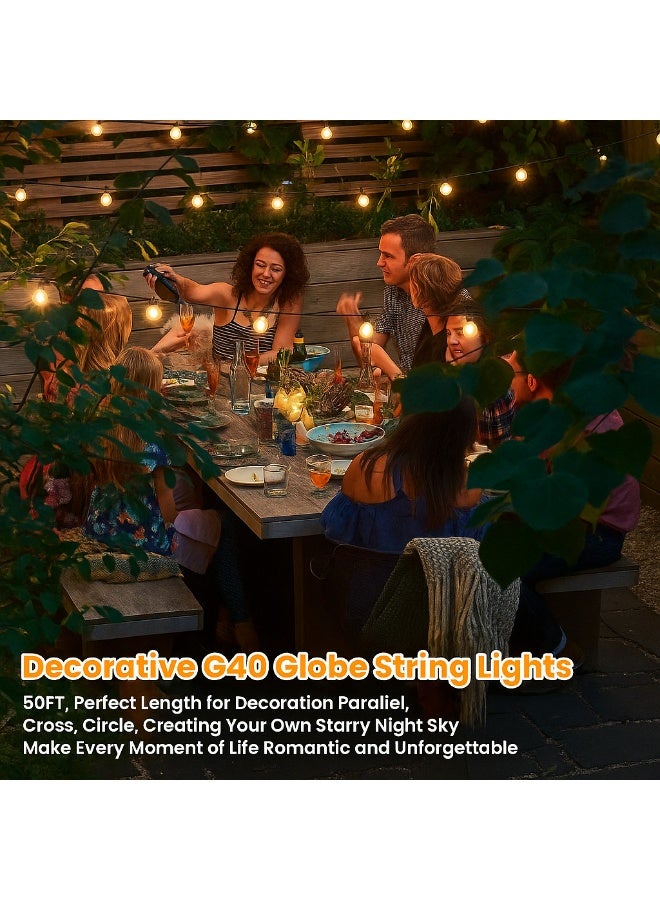 G40 Decorative String Light 15 M (50 Feet) with 50 Lamp Bulb Included, Weatherproof Patio and Backyard Hanging Lights, E12 Socket, Black - Image 2