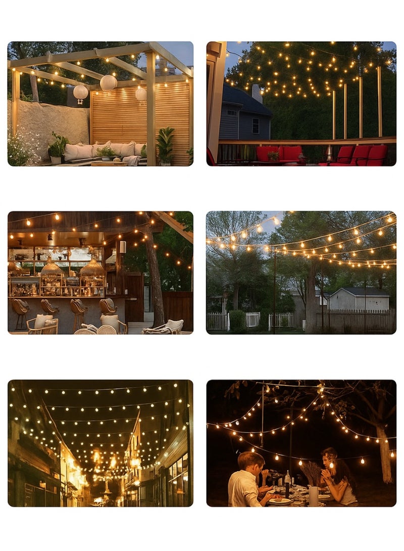 G40 Decorative String Light 15 M (50 Feet) with 50 Lamp Bulb Included, Weatherproof Patio and Backyard Hanging Lights, E12 Socket, Black - Image 4