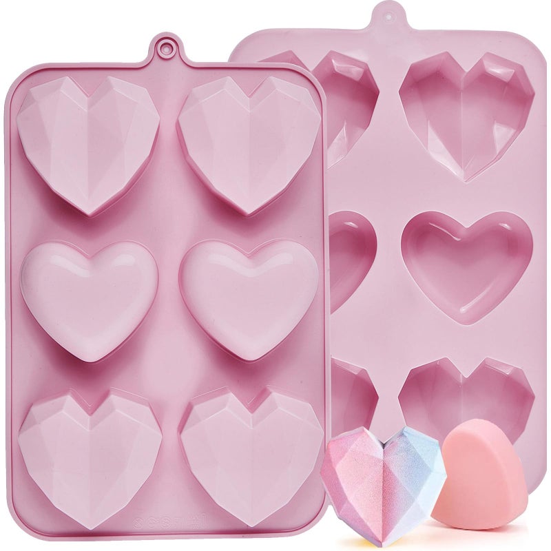 Dootafy Heart Mold Silicone Jello Molds, 2 Pack Heart Shaped Chocolate Mold Valentine's Day Muffin Brownie Pan for Baking, Jelly Candy Mould for Hot Chocolate Bombs Ice Cube Candle Soap Making - Image 1
