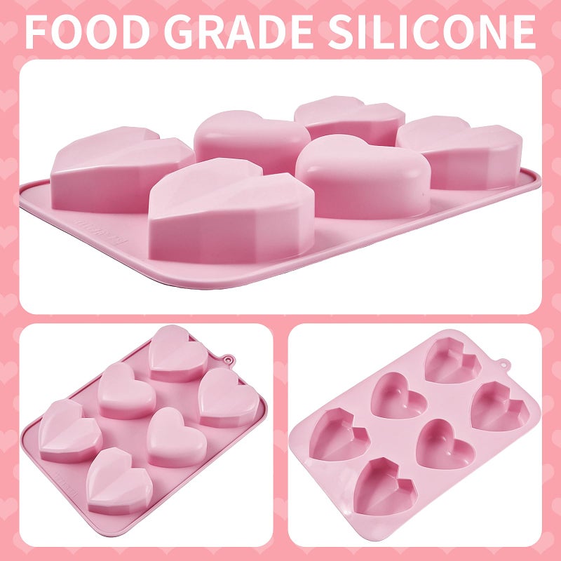 Dootafy Heart Mold Silicone Jello Molds, 2 Pack Heart Shaped Chocolate Mold Valentine's Day Muffin Brownie Pan for Baking, Jelly Candy Mould for Hot Chocolate Bombs Ice Cube Candle Soap Making - Image 2