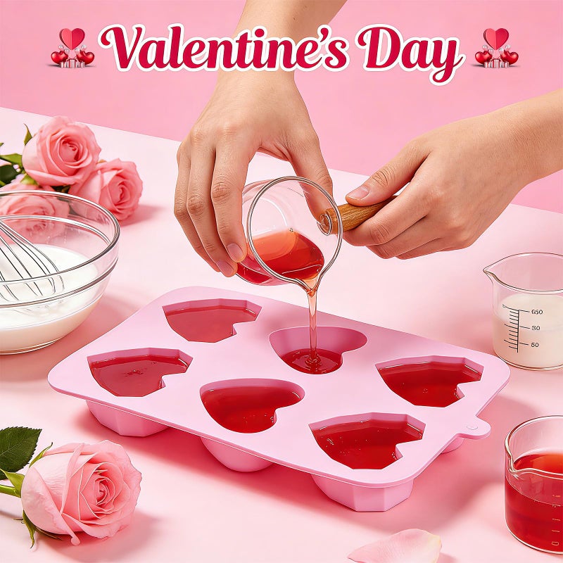 Dootafy Heart Mold Silicone Jello Molds, 2 Pack Heart Shaped Chocolate Mold Valentine's Day Muffin Brownie Pan for Baking, Jelly Candy Mould for Hot Chocolate Bombs Ice Cube Candle Soap Making - Image 4