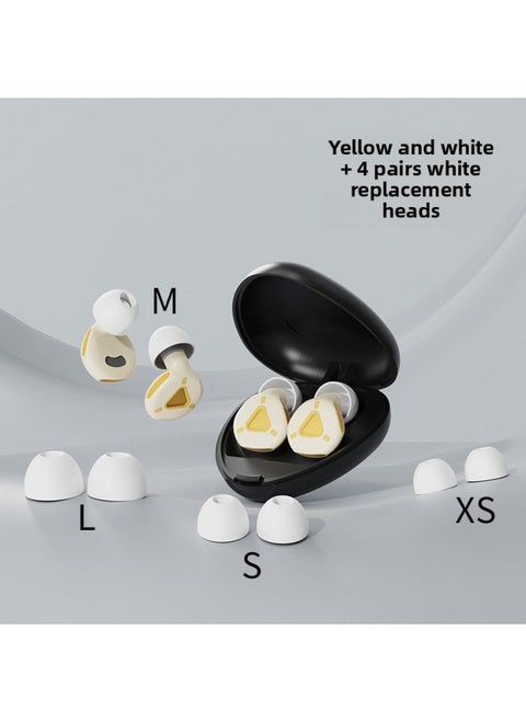 Private Mold Earplugs Advanced Decompression Button Earplugs Sleep Anti-Noise Earplugs Super Sound And Noise Reduction Earplugs-Color:Color Box + Heart-shaped Storage Box + Yellow And White + White Replacement Ear Caps