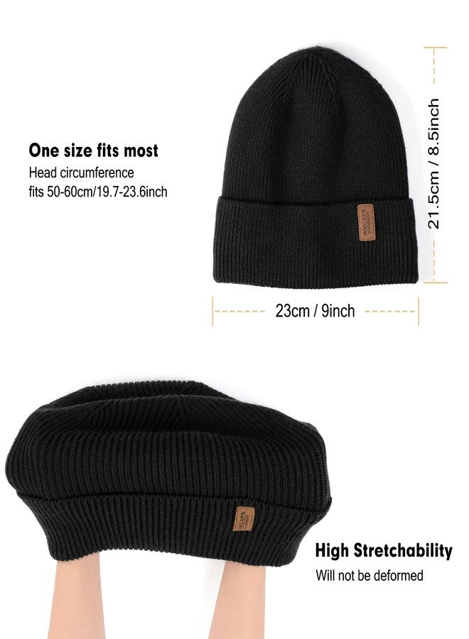 Wmcaps Winter Beanie for Men Women, Fleece Lined Beanie Soft Warm Knit Hat Ski Stocking Cuffed Cap (Black) - Image 3