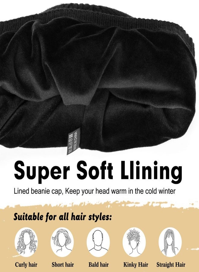 Wmcaps Winter Beanie for Men Women, Fleece Lined Beanie Soft Warm Knit Hat Ski Stocking Cuffed Cap (Black) - Image 2