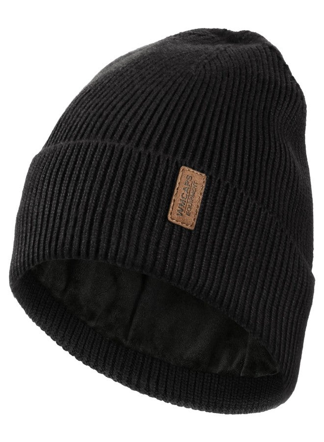 Wmcaps Winter Beanie for Men Women, Fleece Lined Beanie Soft Warm Knit Hat Ski Stocking Cuffed Cap (Black) - Image 1