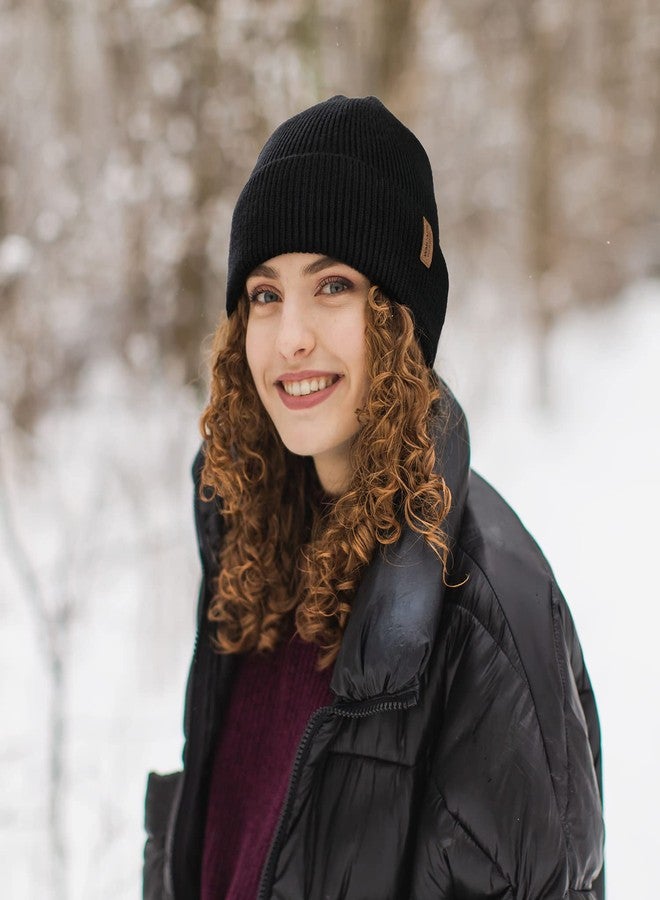 Wmcaps Winter Beanie for Men Women, Fleece Lined Beanie Soft Warm Knit Hat Ski Stocking Cuffed Cap (Black) - Image 4