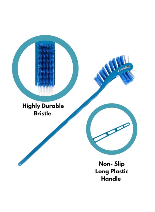 فرشاة تنظيف مرحاض بلاستيكية مزدوجة الجوانب – باللون الازرق– مناسبة للمراحيض الغربية – متينة وسهلة الاستخدام وصديقة للبيئة - Image 4
