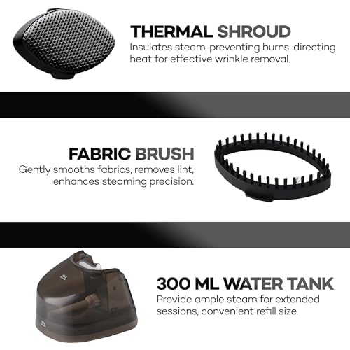 NexLev Handheld Garment Steamer |1800 Watts | 35 g/min | 300 ML | Vertical & Horizontal Ironing for Silk Velvet & | Damage Free Steam for all Cloth Types | 25sec quick heat | 3 Brushes | GS-04 - Image 3