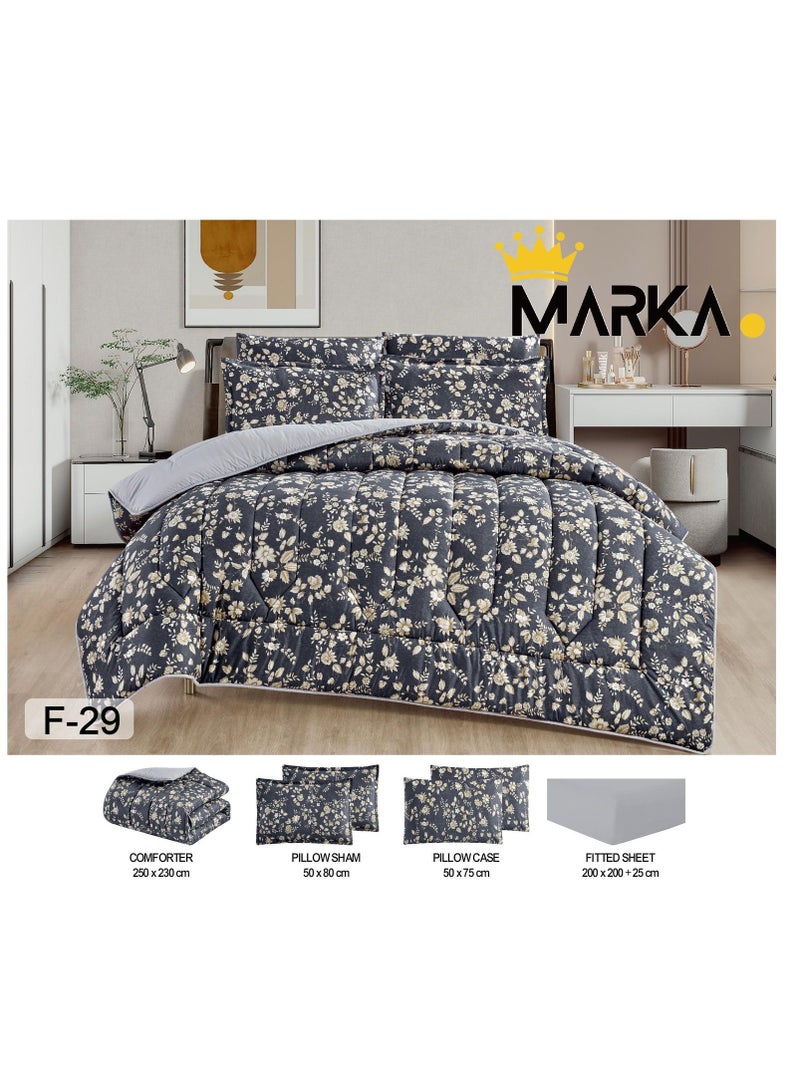 Moon Double-sided comforter set, 6-piece mattress, fixed medium filling, king size 