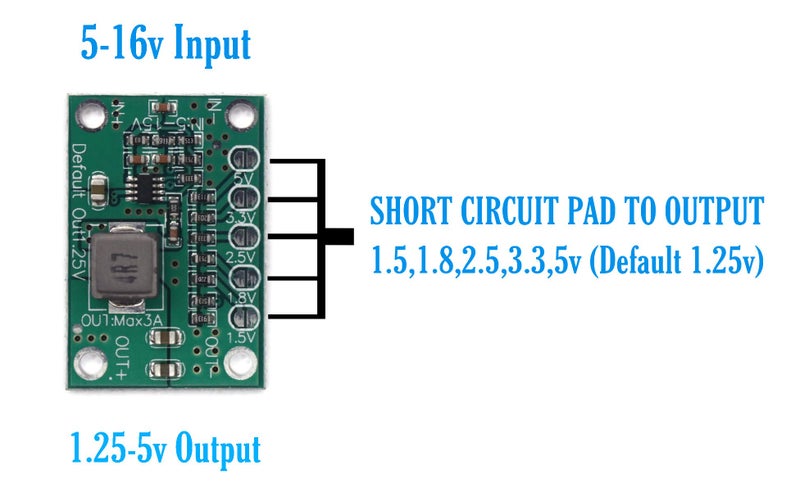 Electronicspices DC to DC Step Down Power Supply Module Buck Converter DC 5-16V To DC 1.25V/1.5V/1.8V/2.5V/3.3V/5V - Image 3