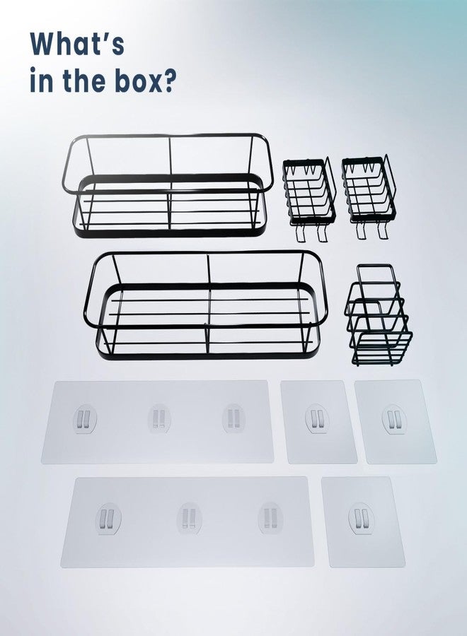 Sben Shower Caddy Adhesive, No Drill Required, 5 Pack, Bathroom Shower Organizers Set with 2 Soap Dishes and Toothbrush Holder, Rustproof Wall-Mounted Storage Shelves for Bathroom (Black) - Image 3