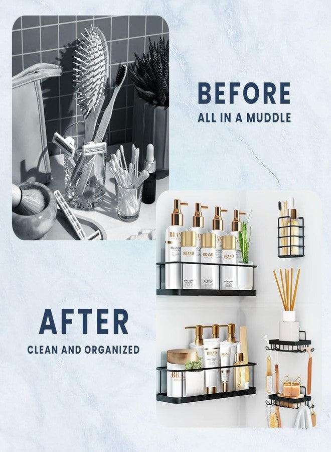 Sben Shower Caddy Adhesive, No Drill Required, 5 Pack, Bathroom Shower Organizers Set with 2 Soap Dishes and Toothbrush Holder, Rustproof Wall-Mounted Storage Shelves for Bathroom (Black) - Image 5