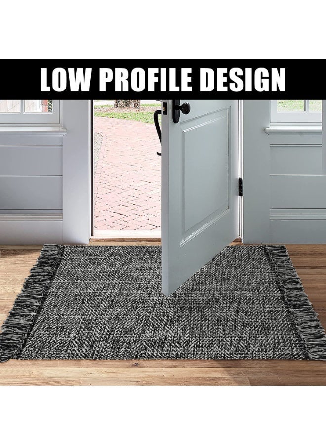 2 Foot × 3 Foot Hand Woven Washable Kitchen Floor Mat (Black) - Image 5