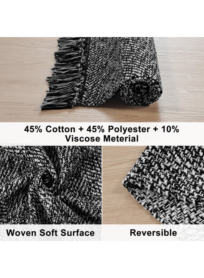 2 Foot × 3 Foot Hand Woven Washable Kitchen Floor Mat (Black) - Image 3
