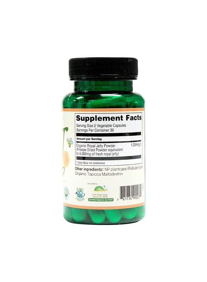 greenbow جيلاتين ملكي 2000 ملغ مكافئ – غير معدّل وراثيًا مصنوع من جيلاتين ملكي عضوي - واحد من أكثر المنتجات الغذائية كثافة – (60 كبسولة نباتية)  - Image 2