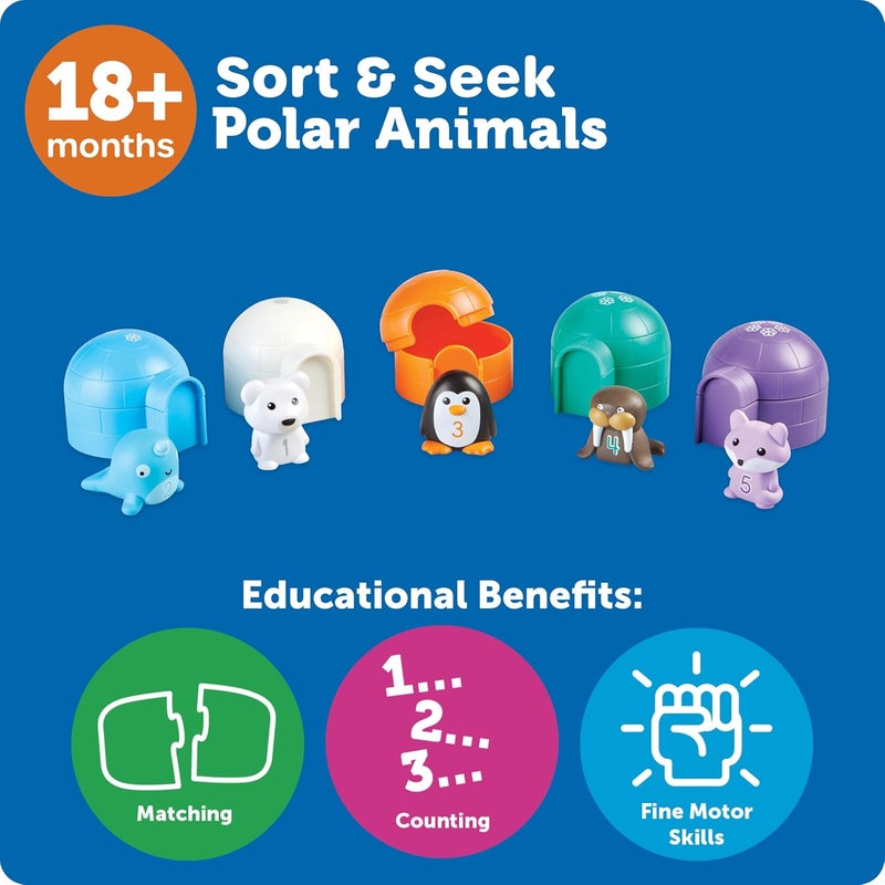 Learning Resources Sort & Seek Polar Animals, Toddler Activities, Educational Toys, Educational Toy Set Color, Teaching Toys, 15 Pieces, Age 18 Months+ - Image 5