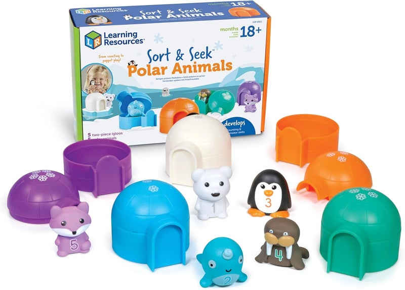 Learning Resources Sort & Seek Polar Animals, Toddler Activities, Educational Toys, Educational Toy Set Color, Teaching Toys, 15 Pieces, Age 18 Months+ - Image 1