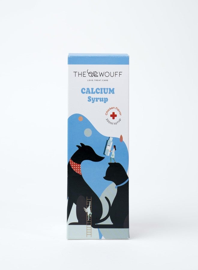 The Wouff Calcium Syrup for Dogs & Cats - Bone & Joint Support | Chicken Flavour | 200ml Pet Supplement - Image 1