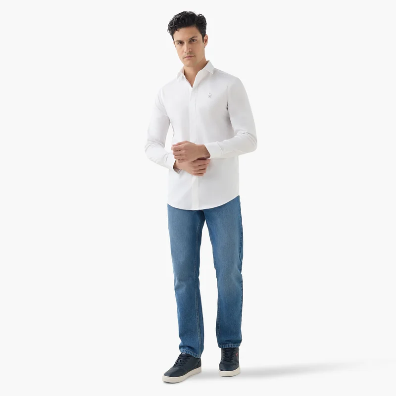 Emperor Emperor Regular Fit Logo Detail Shirt with Long Sleeves