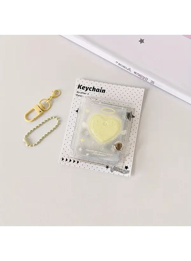 حافظة بطاقات الهوية المصنوعة من البولي فينيل كلوريد الأصفر المتينة مع نافذة قلب شفافة لحمل ألبوم الصور المفتاحي - Image 1