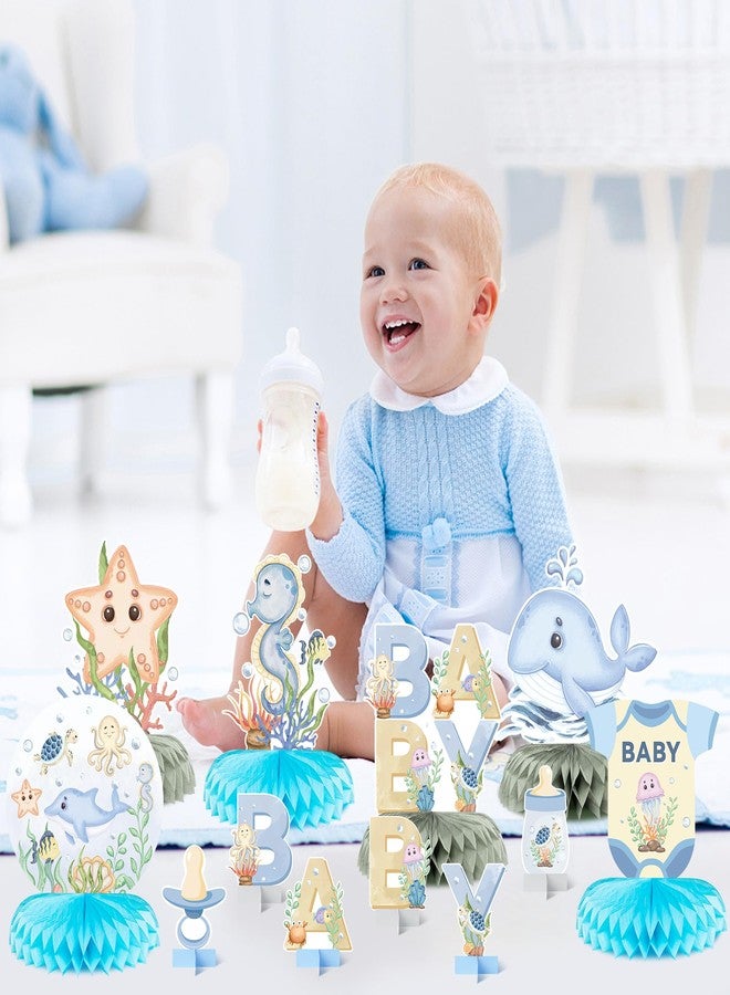 ANGOLIO Under The Sea Baby Honeycomb Centerpieces - 12Pcs Ocean Sea Animal Honeycomb Centerpieces Sea Animals Table Centerpieces for Sea Theme Baby Shower Gender Reveal Party Supplies - Image 5
