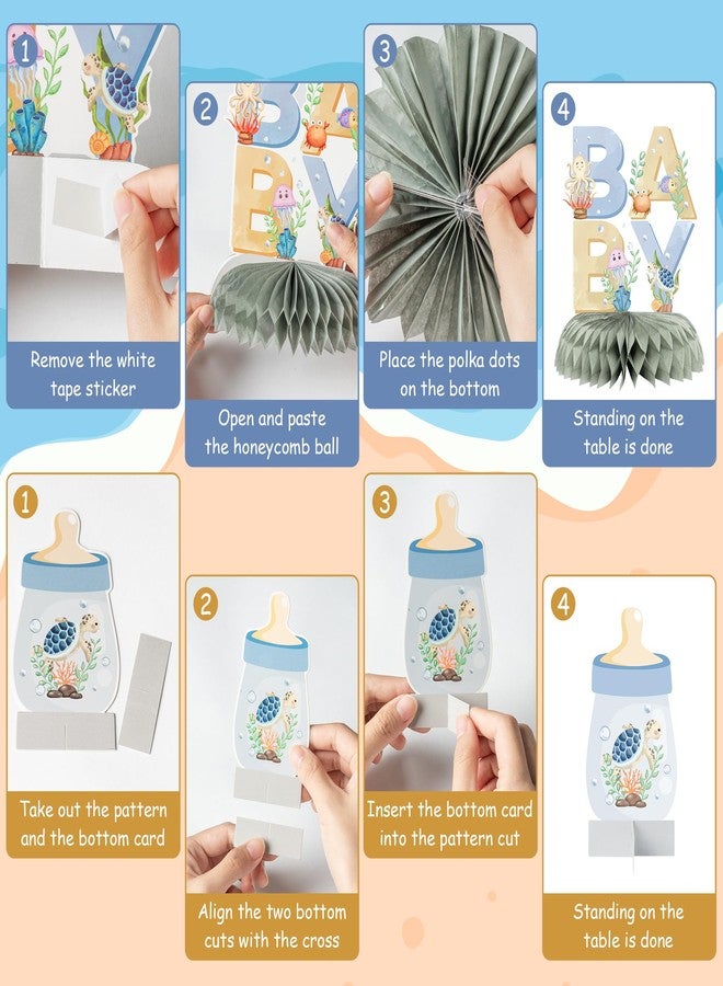 ANGOLIO Under The Sea Baby Honeycomb Centerpieces - 12Pcs Ocean Sea Animal Honeycomb Centerpieces Sea Animals Table Centerpieces for Sea Theme Baby Shower Gender Reveal Party Supplies - Image 4