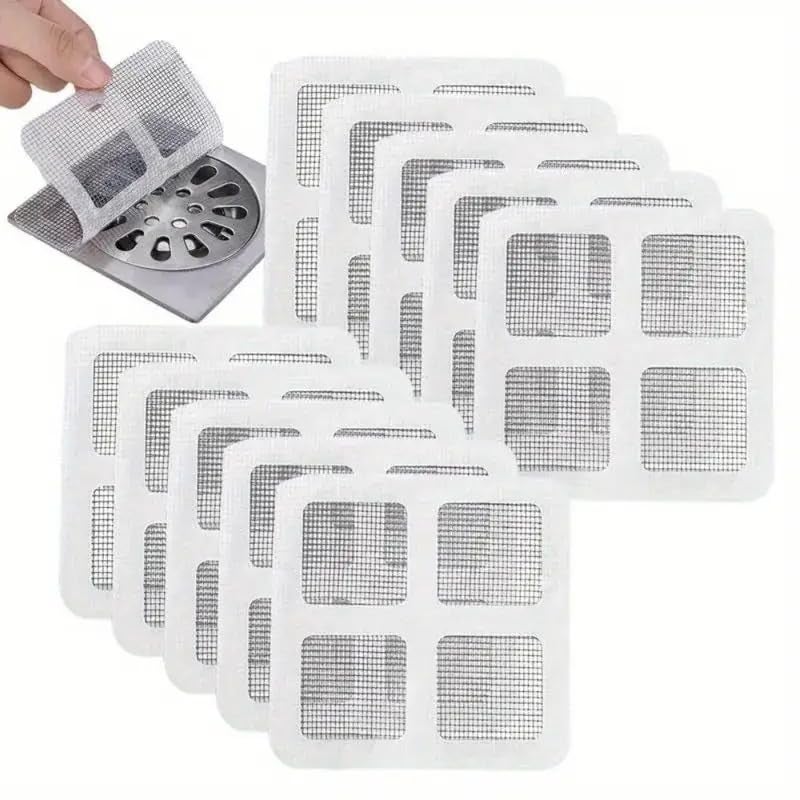 MaruHub 10-Pack Disposable Drain Hair Catcher Stickers - Self-Adhesive Mesh Sink Strainers for Shower, Bathtub, Kitchen & Laundry - Anti-Clog, Insect Protection, Pet & Human Hair Stopper Filters - Image 1