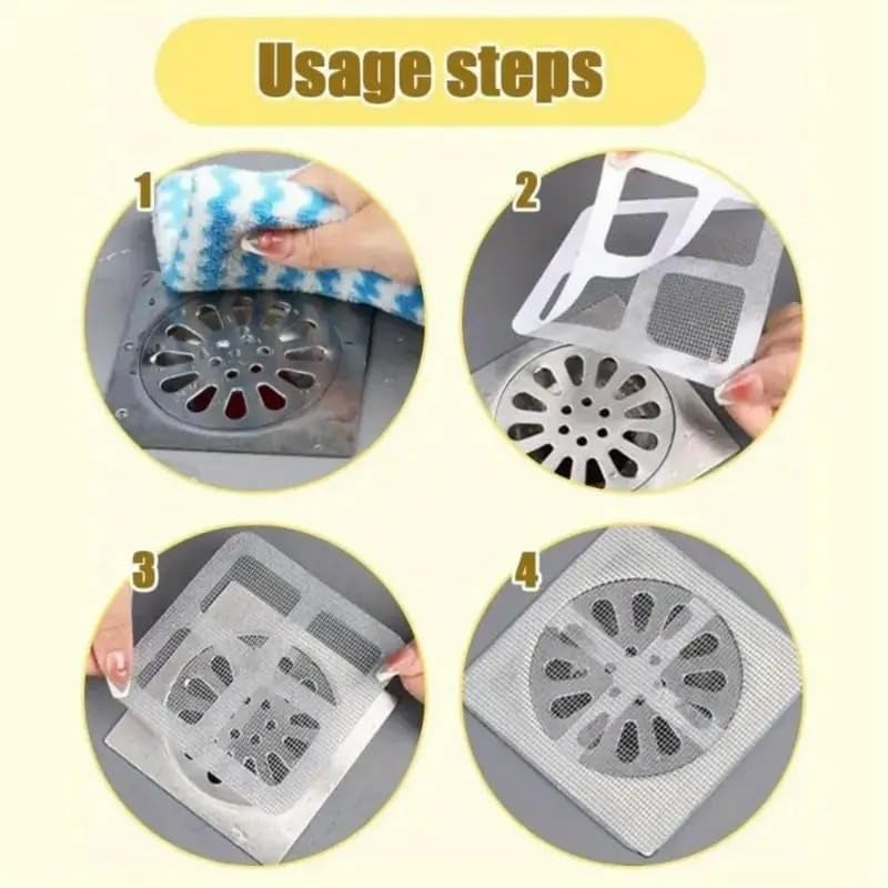 MaruHub 10-Pack Disposable Drain Hair Catcher Stickers - Self-Adhesive Mesh Sink Strainers for Shower, Bathtub, Kitchen & Laundry - Anti-Clog, Insect Protection, Pet & Human Hair Stopper Filters - Image 4