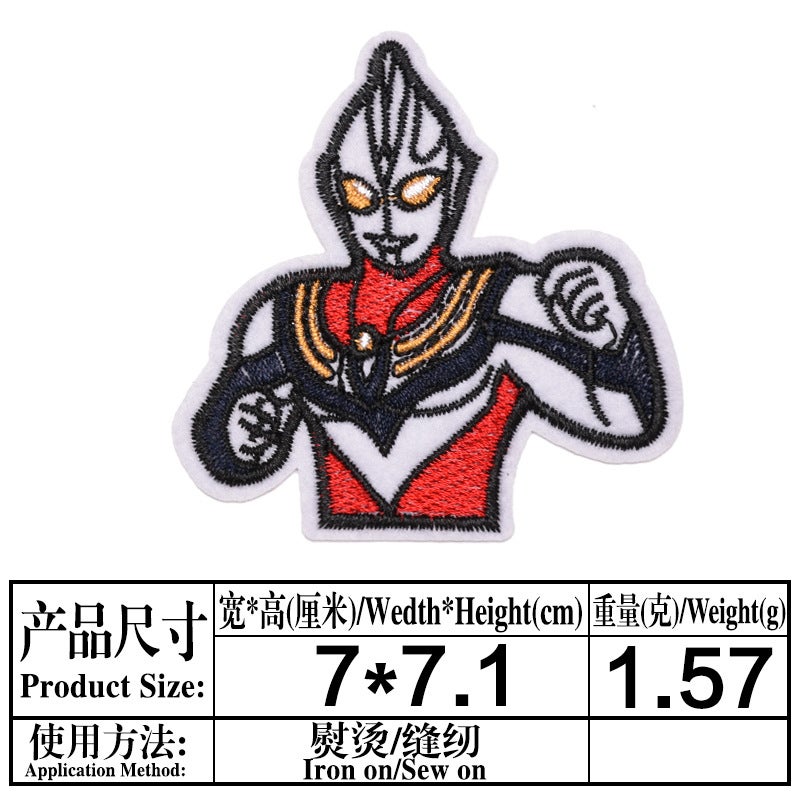 Anime Cartoon Characters Embroidery Stickers Dana Diga Ultraman Cloth Stickers Patches Can be Sewed Hot Embroidery Decorative Stickers 4(642)* This inch is shown in the figure