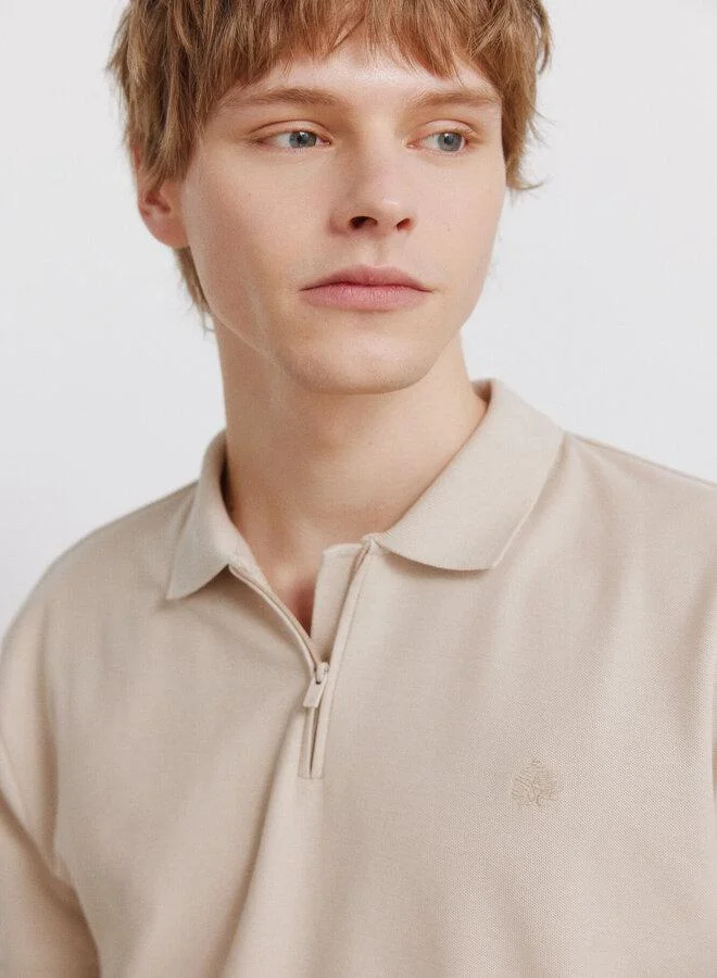 Springfield Piqué zip regular fit polo shirt