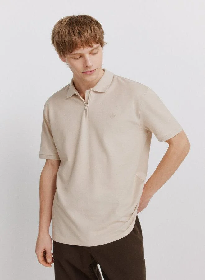 Springfield Piqué zip regular fit polo shirt