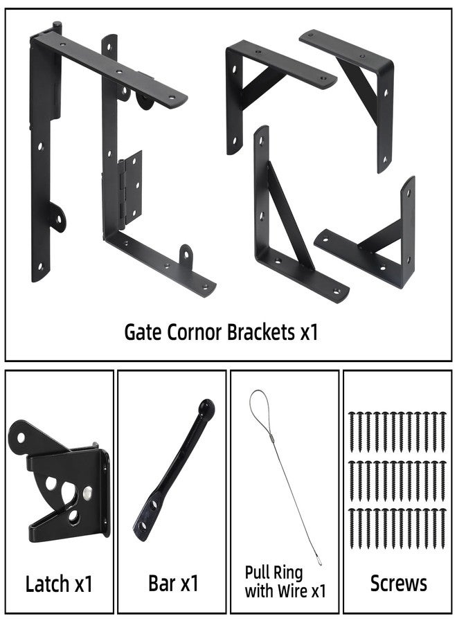 WEKIS Gate Conner Brace Brackets for Wooden Fence Gate Hardware Kit Heavy Duty Anti Sag Gate Kit with Gate Latch (Single Door Set) - Image 3