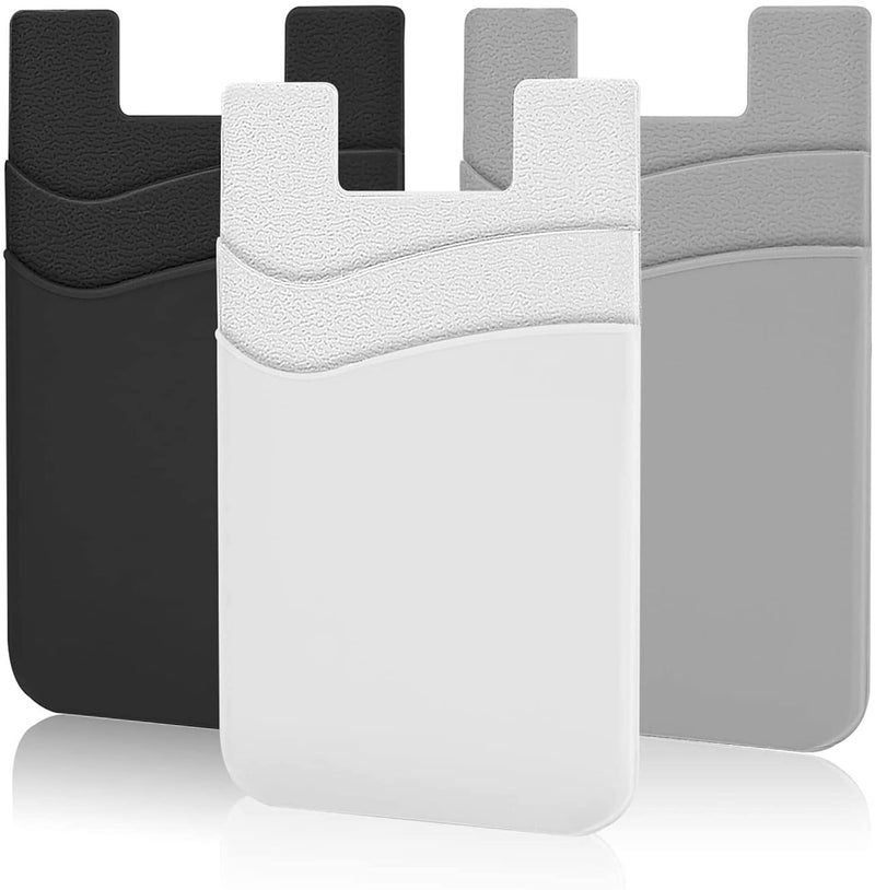 DELFINO Silicone Phone Card Holder – Black White Grey Slim Adhesive Wallet for Smartphones - Image 1