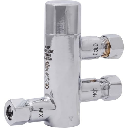 Cash Acme 3/8 Inch HG135 Thermostatic Mixing Valve with Compression Connections and Integral Checks, Brass Plumbing Fitting, 25686 - Image 1