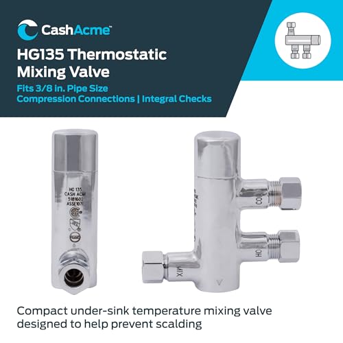 Cash Acme 3/8 Inch HG135 Thermostatic Mixing Valve with Compression Connections and Integral Checks, Brass Plumbing Fitting, 25686 - Image 2