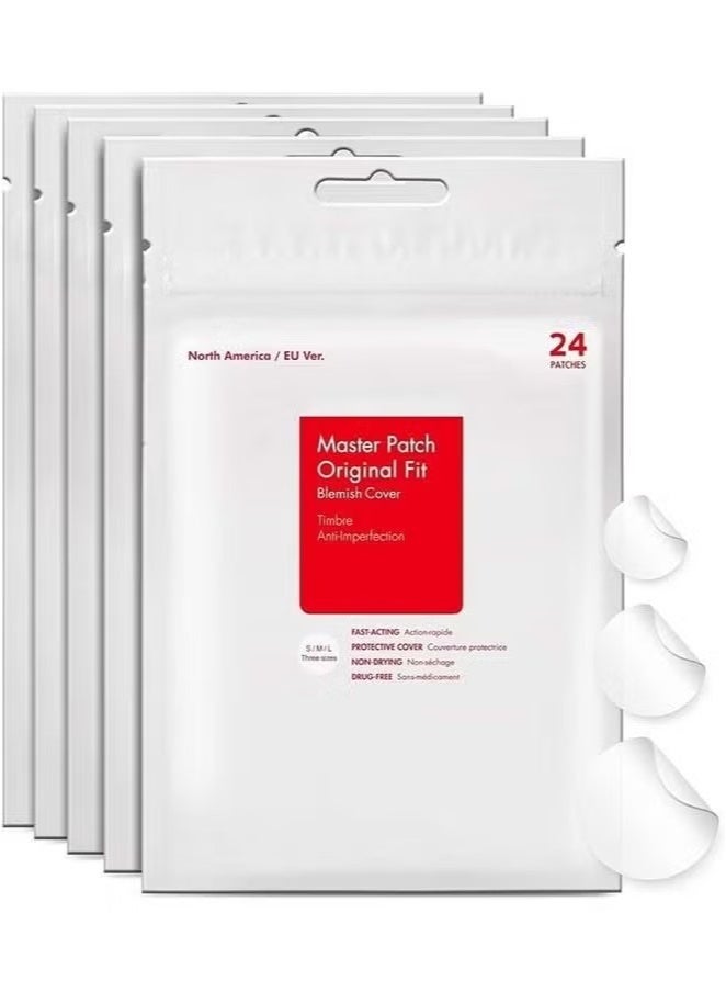 120 Count Pimple Patch, Acne Pimple Patch Absorbing Hydrocolloid Original 3 Size Patches for Blemishes and Zits Cover, Spot Stickers for Face and Body (120 Count (Pack of 5))