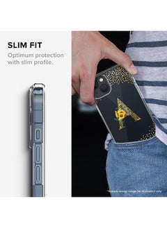 Stylizedd Classic Clear Case For iPhone 14 Pro, Hybrid Soft Case Flexible Edges Thin Cover- Custom Monogram Initial Letter Floral Pattern Alphabet - M (Black)  - Image 3