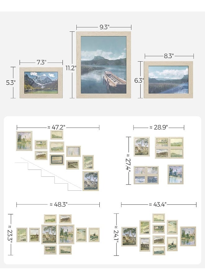 SONGMICS Collage Picture Frames, Set Of 10 Photo Frames, Collage Frames For Family Pictures, Hang On The Wall Or Stand On The Table, Clear Glass Front, Natural Urpf010N01  - Image 1
