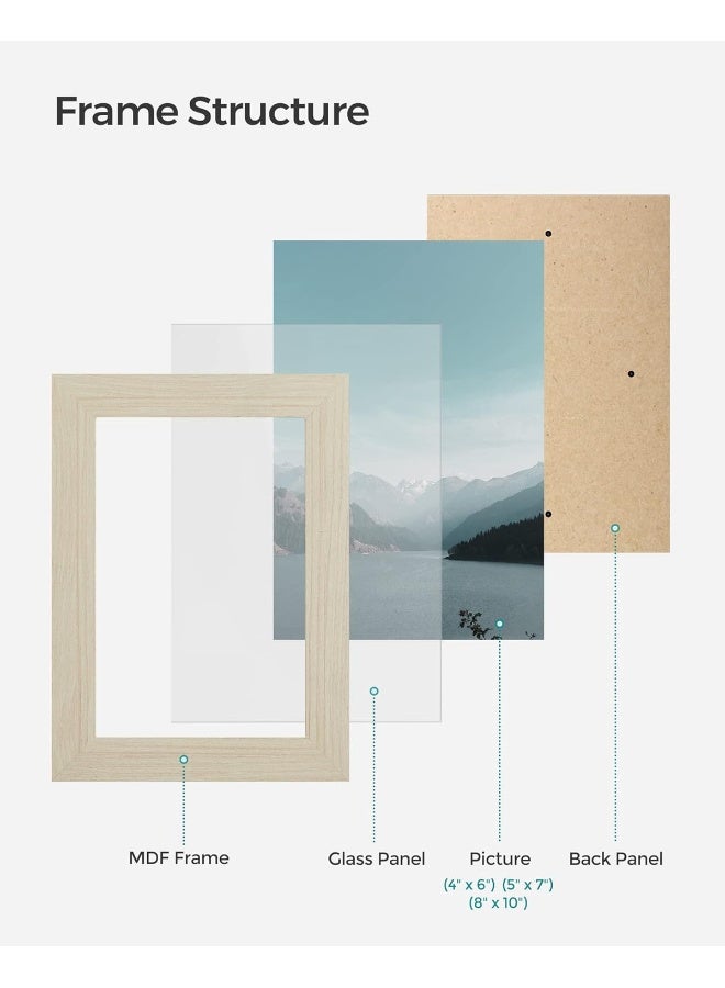 SONGMICS Collage Picture Frames, Set Of 10 Photo Frames, Collage Frames For Family Pictures, Hang On The Wall Or Stand On The Table, Clear Glass Front, Natural Urpf010N01  - Image 4