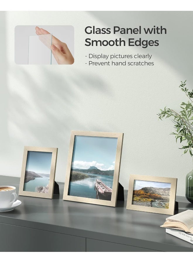 SONGMICS Collage Picture Frames, Set Of 10 Photo Frames, Collage Frames For Family Pictures, Hang On The Wall Or Stand On The Table, Clear Glass Front, Natural Urpf010N01  - Image 5