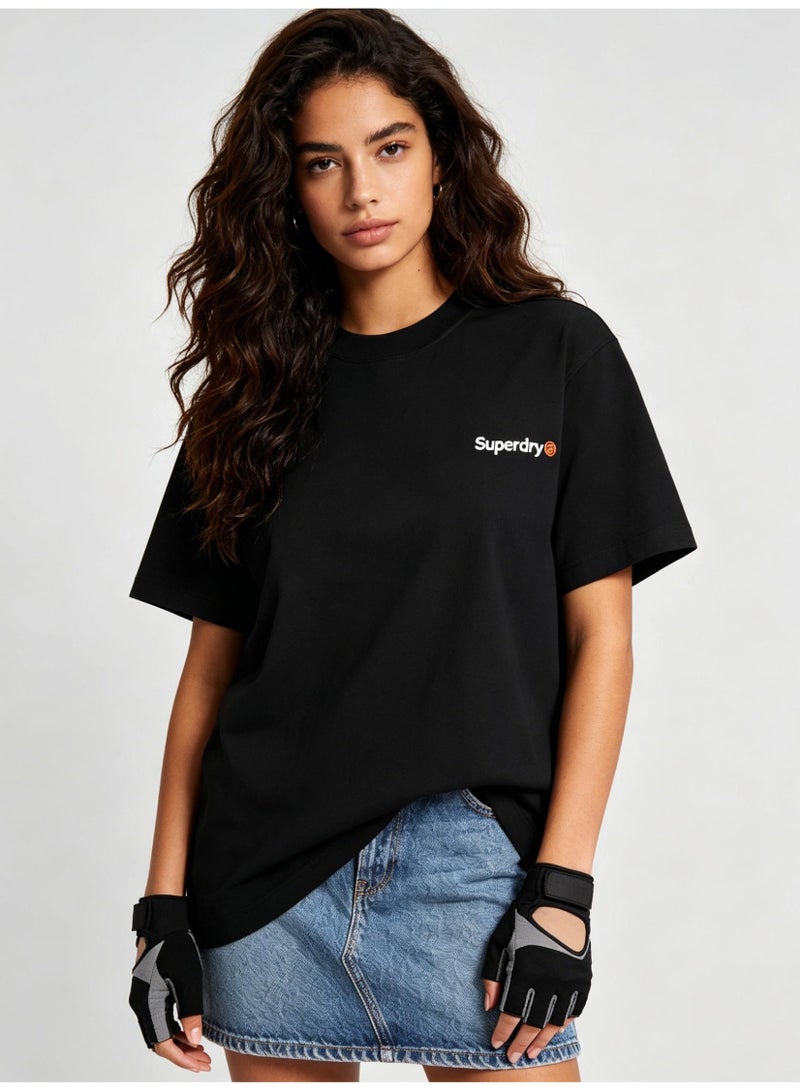 Superdry heavy 300g cotton short-sleeved T-shirts for men and women with the same simple small loose casual couple tops. - Image 5
