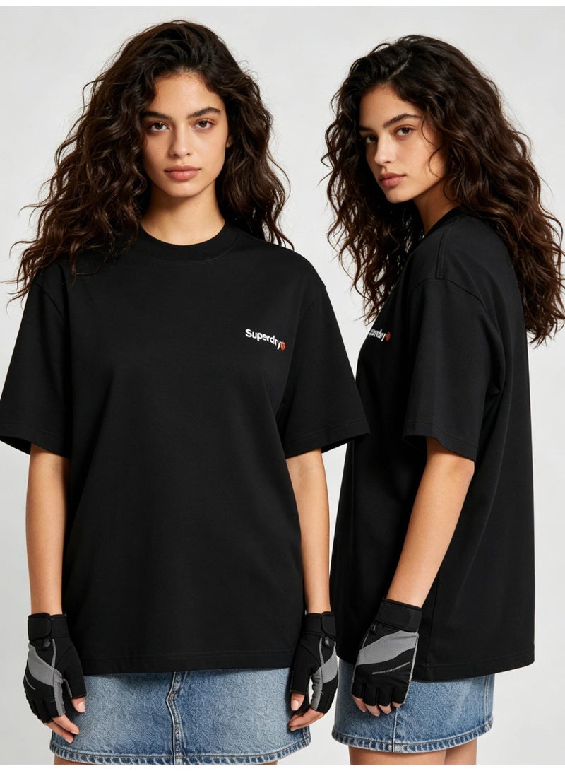Superdry heavy 300g cotton short-sleeved T-shirts for men and women with the same simple small loose casual couple tops. - Image 4