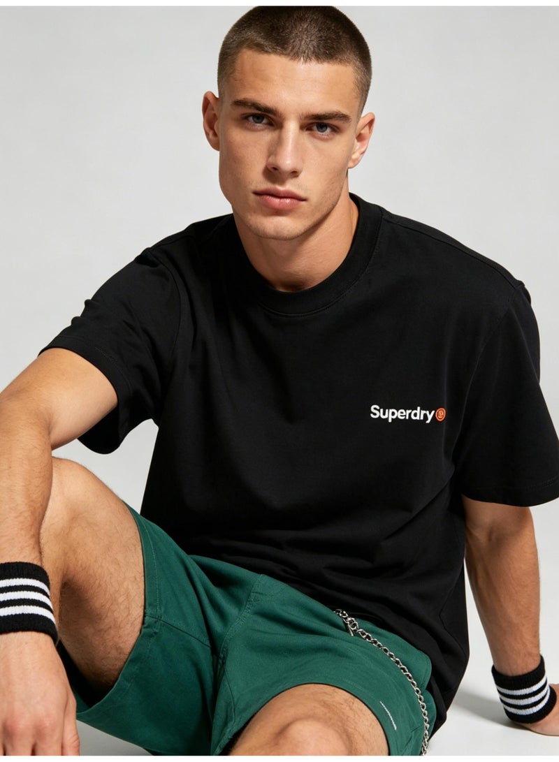 Superdry heavy 300g cotton short-sleeved T-shirts for men and women with the same simple small loose casual couple tops. - Image 3